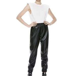 Alice + Olivia, “Pete” Vegan Leather Joggers, NWT, Jet Black, Size M🖤